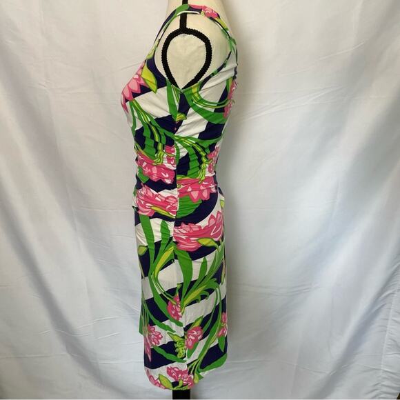 Lilly Pulitzer Women's Madison Dress Small Floral‎ Striped One Shoulder Ruched - Picture 6 of 14